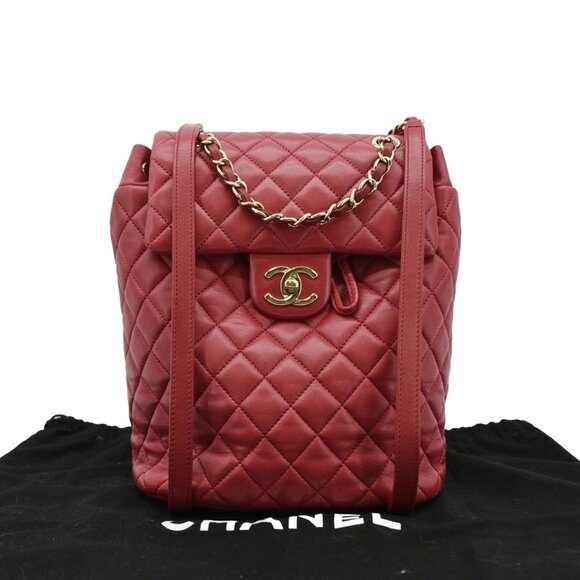 CHANEL Urban Spirit Quilted Leather Backpack Bag Red - Picture 3 of 13